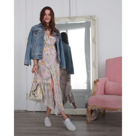 Zara Ruffled Floral Print Dress - Picture 1 of 8